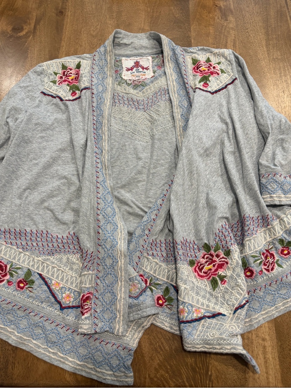 Johnny Was Embroidered Floral Open-Front cardigan